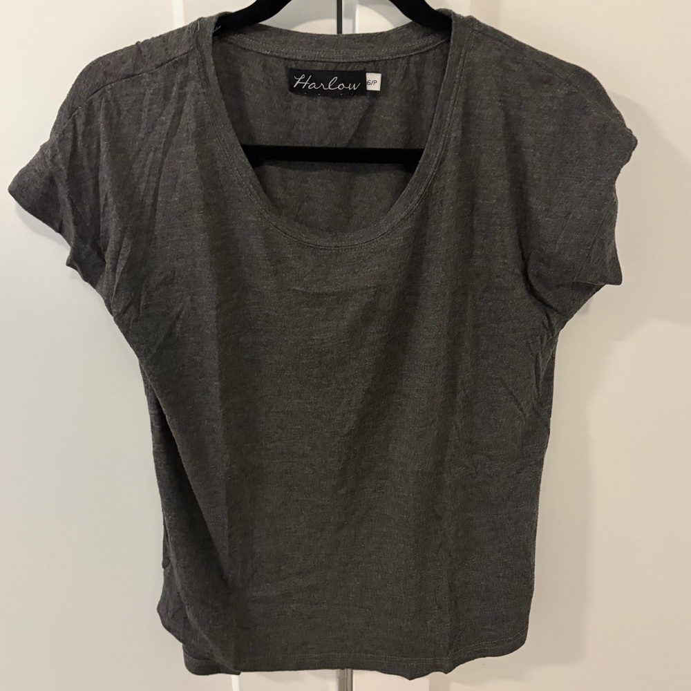 Harlow Women's Dark Charcoal Short Sleeve Scoop Neck Tee